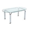 Mesa de comedor ovalada de metal y cristal templado para 6 personas