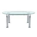 Mesa de comedor ovalada de metal y cristal templado para 6 personas