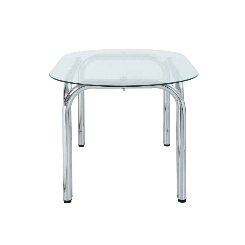 Mesa de comedor ovalada de metal y cristal templado para 6 personas (6/7)