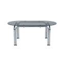 Mesa de centro de cristal templado ovalada 110x55 cm