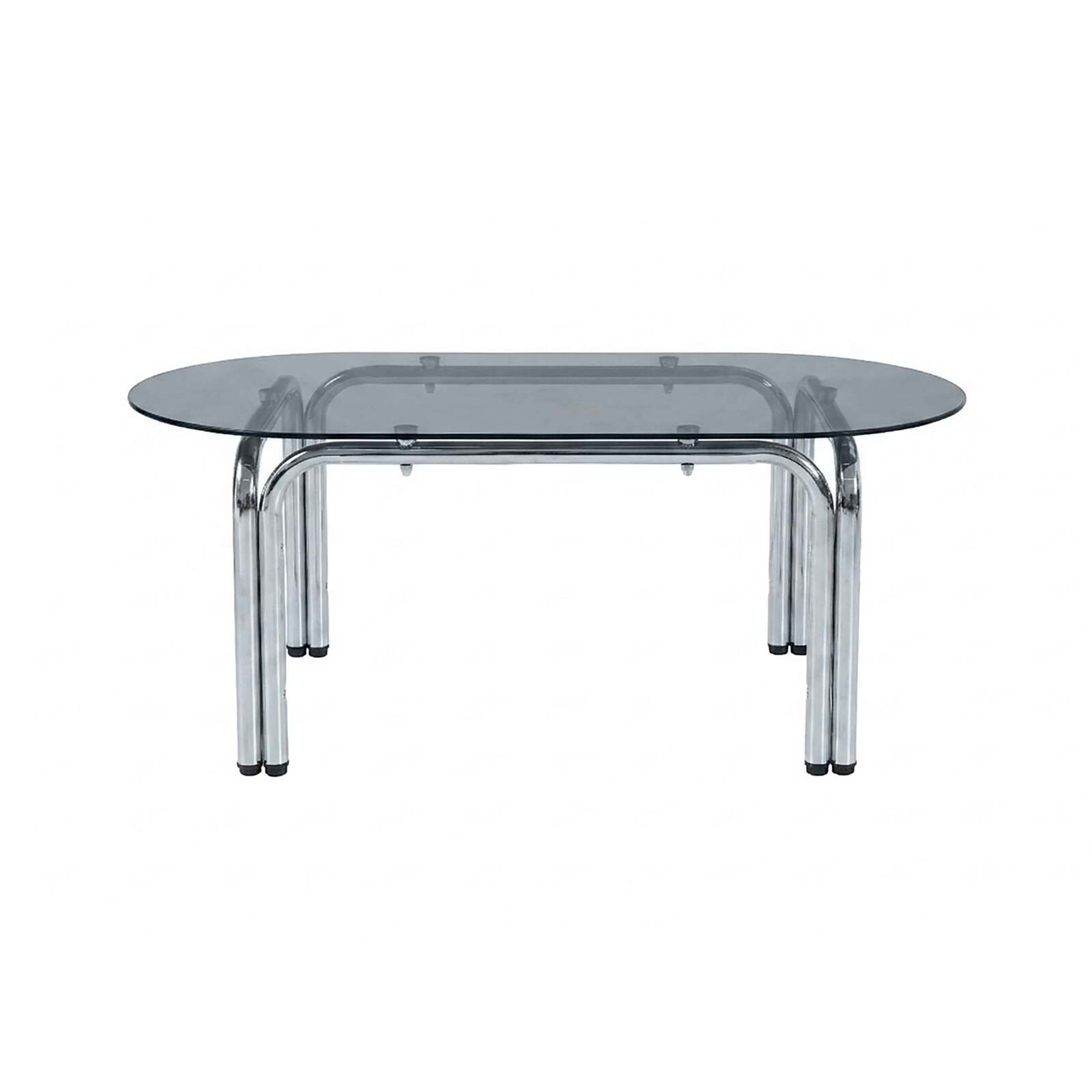 Mesa de centro de cristal templado ovalada 110x55 cm