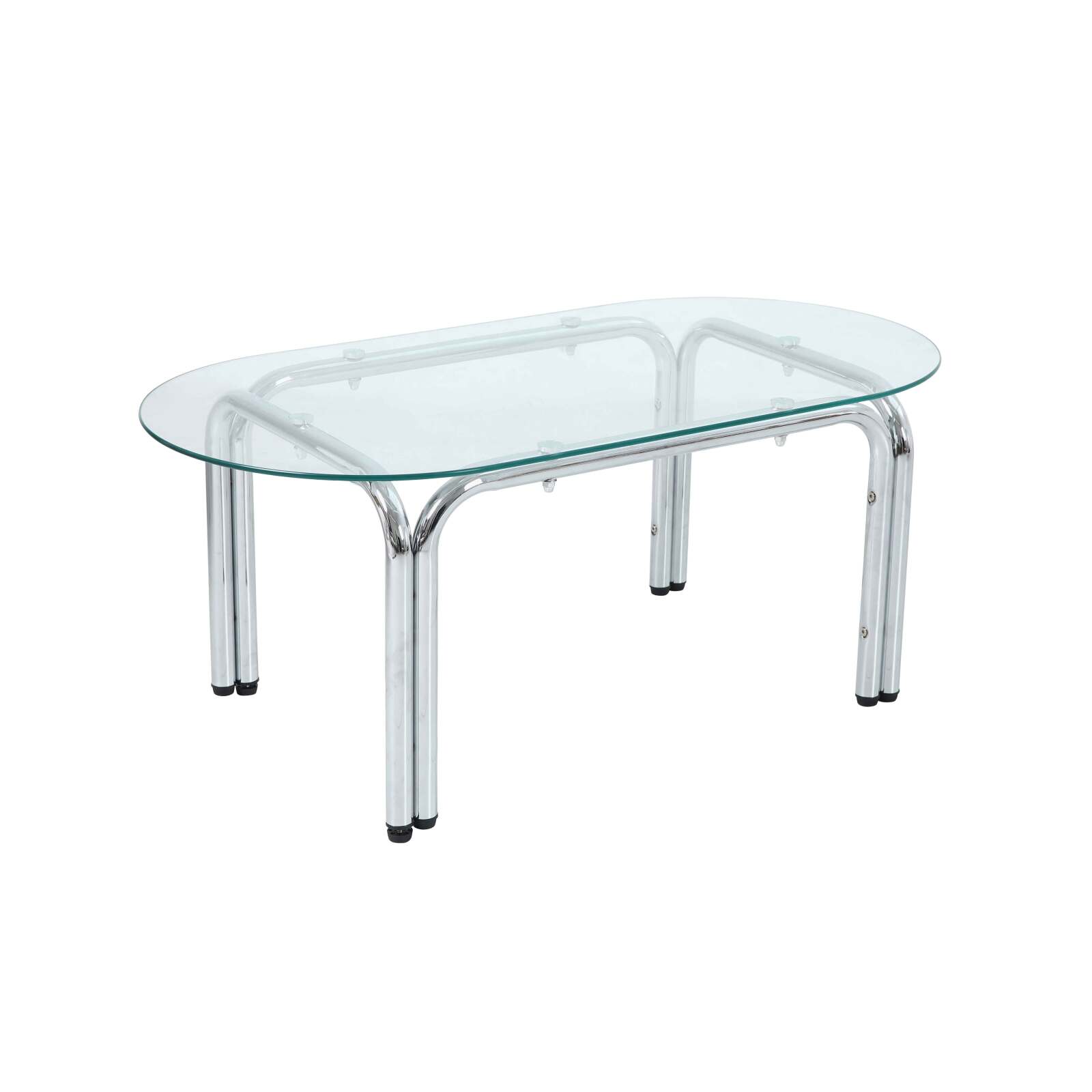 Mesa de centro de cristal templado ovalada 110x55 cm