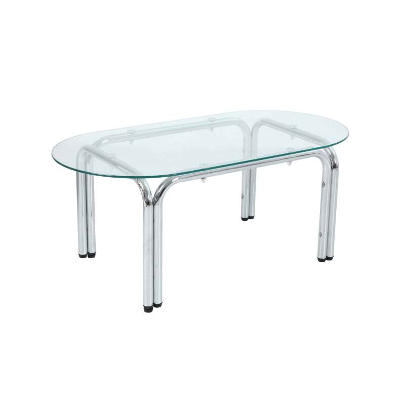 Mesa de centro de cristal templado ovalada 110x55 cm