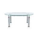 Mesa de centro de cristal templado ovalada 110x55 cm