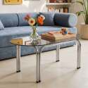 Mesa de centro de cristal templado ovalada 110x55 cm