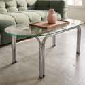 Mesa de centro de cristal templado ovalada 110x55 cm