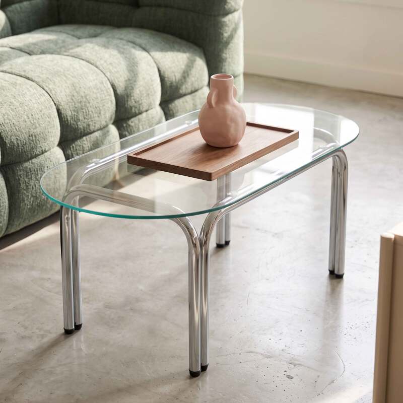 Mesa de centro de cristal templado ovalada 110x55 cm (3/7)