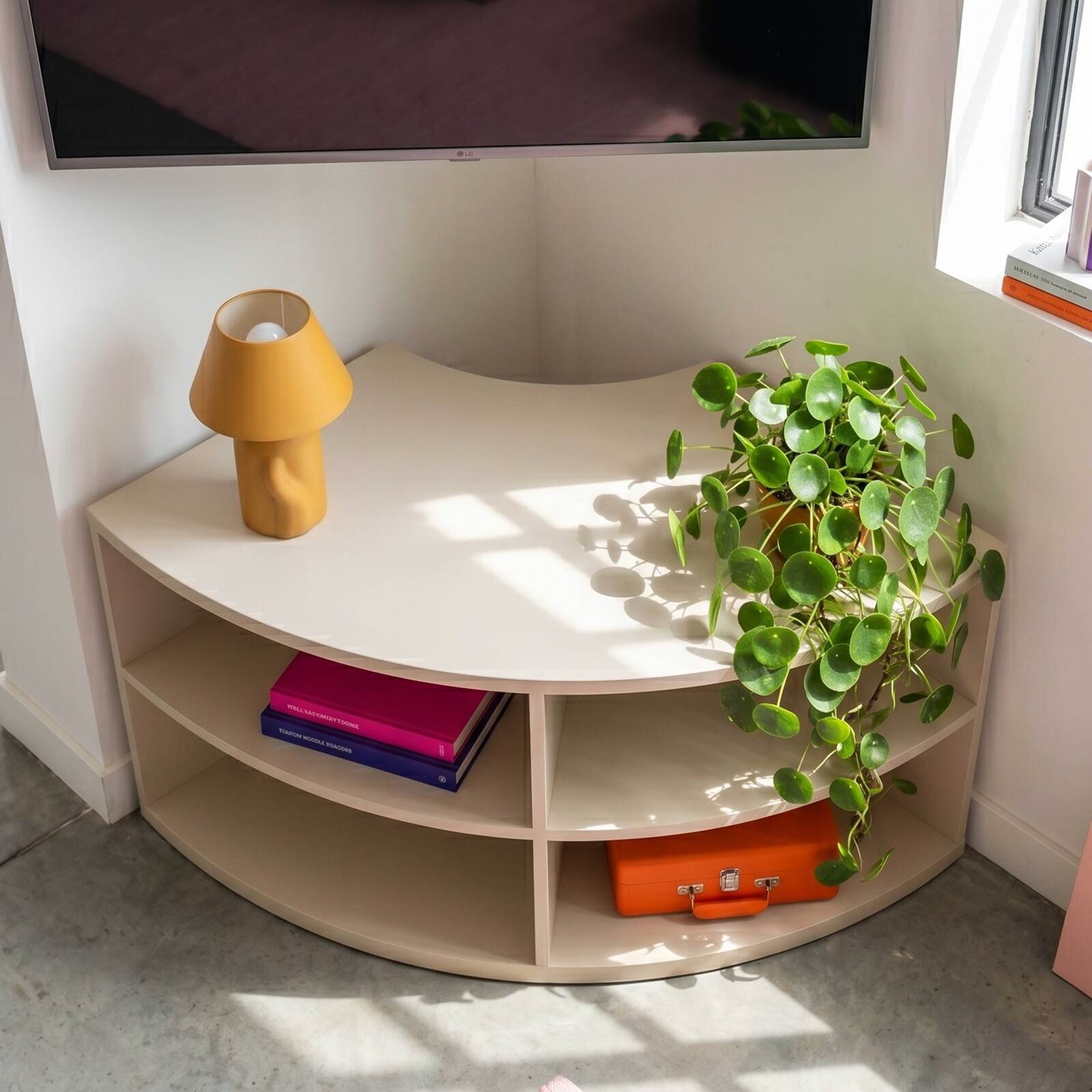 Mueble TV esquinero colorido 120 cm estilo escandinavo