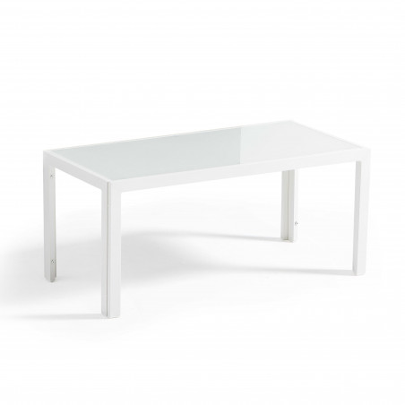Conjunto de muebles de jardín de aluminio de 5 plazas compuesto por un sofá, 2 sillones, una mesa de centro y una mesa auxiliar