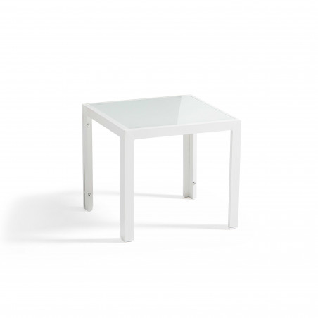 Conjunto de muebles de jardín de aluminio de 5 plazas compuesto por un sofá, 2 sillones, una mesa de centro y una mesa auxiliar