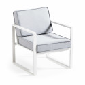 Conjunto de muebles de jardín de aluminio de 5 plazas compuesto por un sofá, 2 sillones, una mesa de centro y una mesa auxiliar