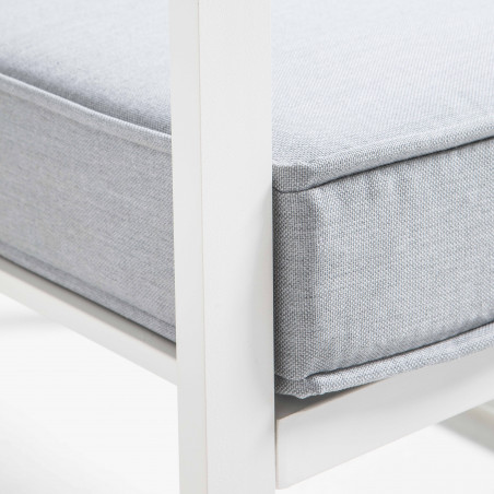 Conjunto de muebles de jardín de aluminio de 5 plazas compuesto por un sofá, 2 sillones, una mesa de centro y una mesa auxiliar