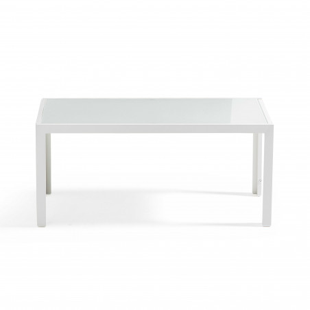 Conjunto de muebles de jardín de aluminio de 5 plazas compuesto por un sofá, 2 sillones, una mesa de centro y una mesa auxiliar