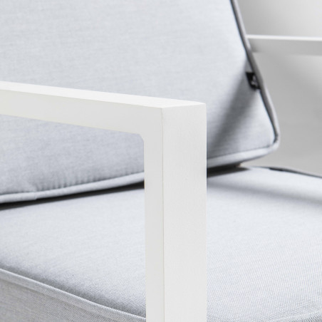 Conjunto de muebles de jardín de aluminio de 5 plazas compuesto por un sofá, 2 sillones, una mesa de centro y una mesa auxiliar