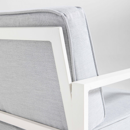 Conjunto de muebles de jardín de aluminio de 5 plazas compuesto por un sofá, 2 sillones, una mesa de centro y una mesa auxiliar