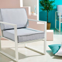 Conjunto de muebles de jardín de aluminio de 5 plazas compuesto por un sofá, 2 sillones, una mesa de centro y una mesa auxiliar