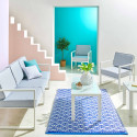 Conjunto de muebles de jardín de aluminio de 5 plazas compuesto por un sofá, 2 sillones, una mesa de centro y una mesa auxiliar