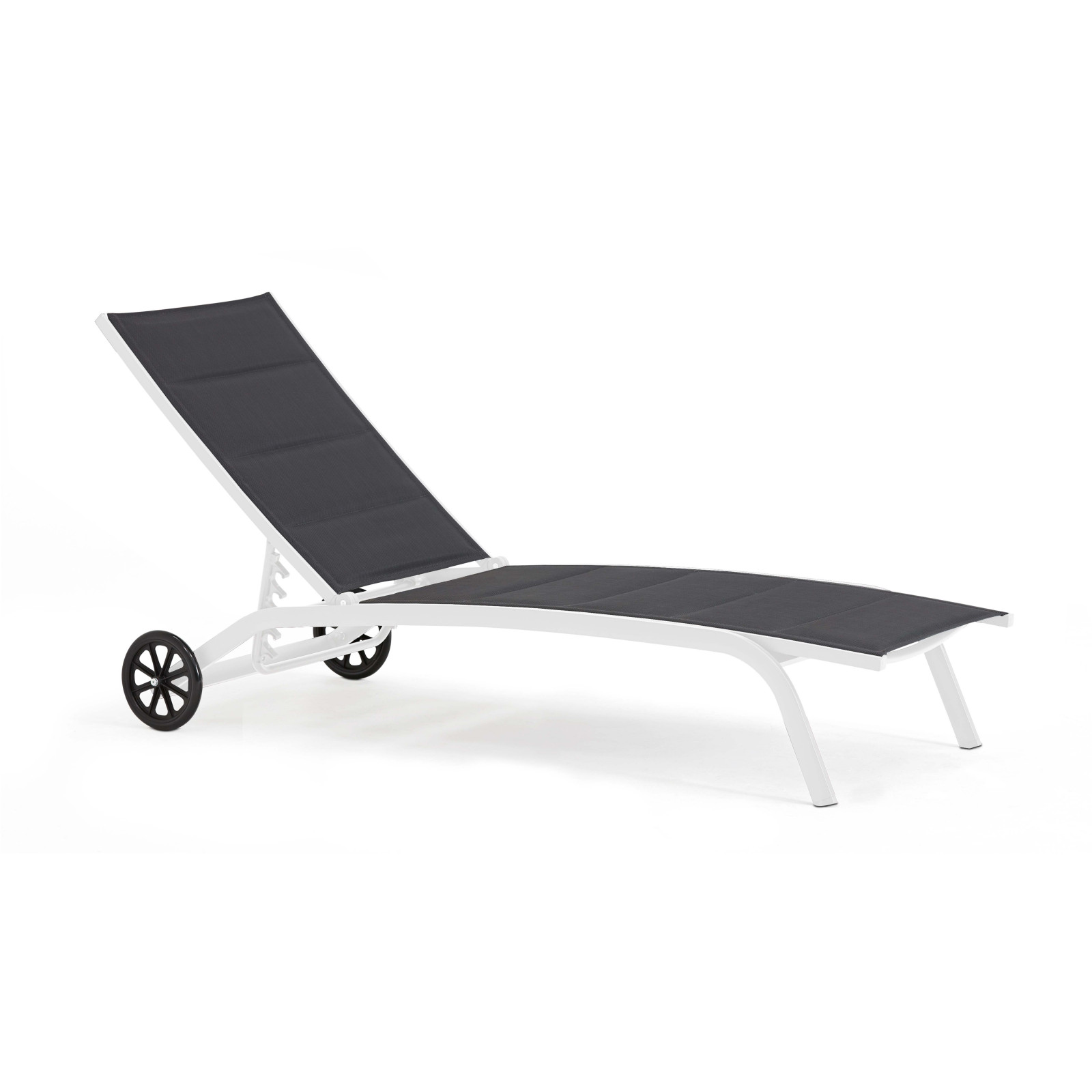 Lote de 2 tumbonas de aluminio con ruedas, reclinables 4 posiciones