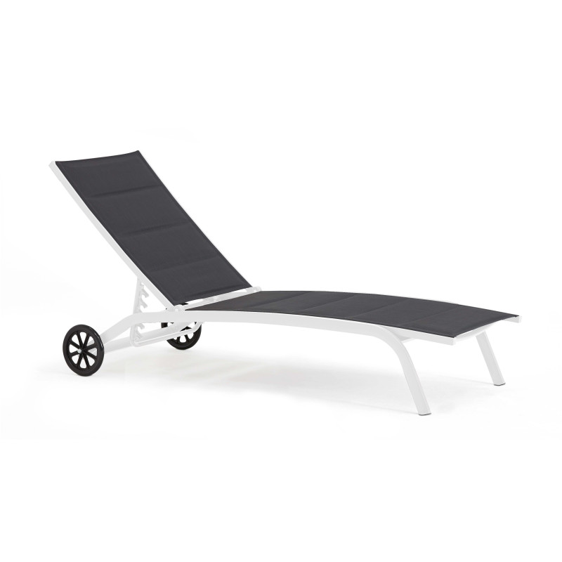 Lote de 2 tumbonas de aluminio con ruedas, reclinables 4 posiciones