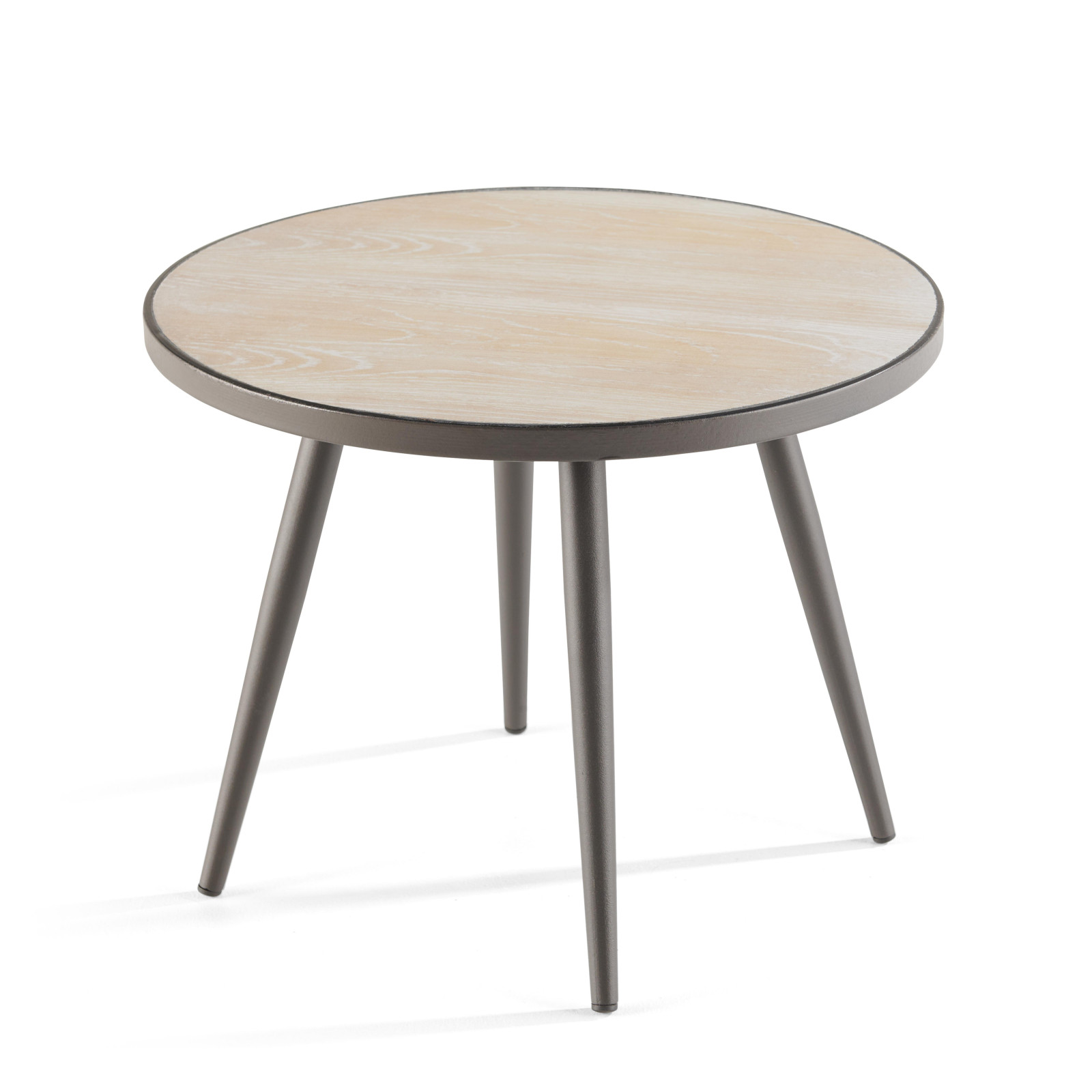Mesa de centro redonda con tablero de imitación de madera Ø 45 cm