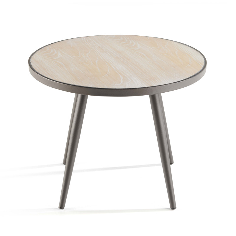 Mesa de centro redonda con tablero de imitación de madera Ø 45 cm