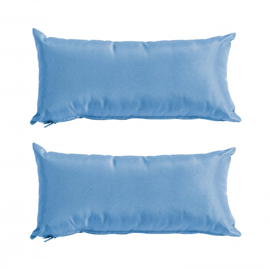 Lote de 2 pequeños cojines rectangulares lisos de exterior con funda extraíble 40 x 20 cm