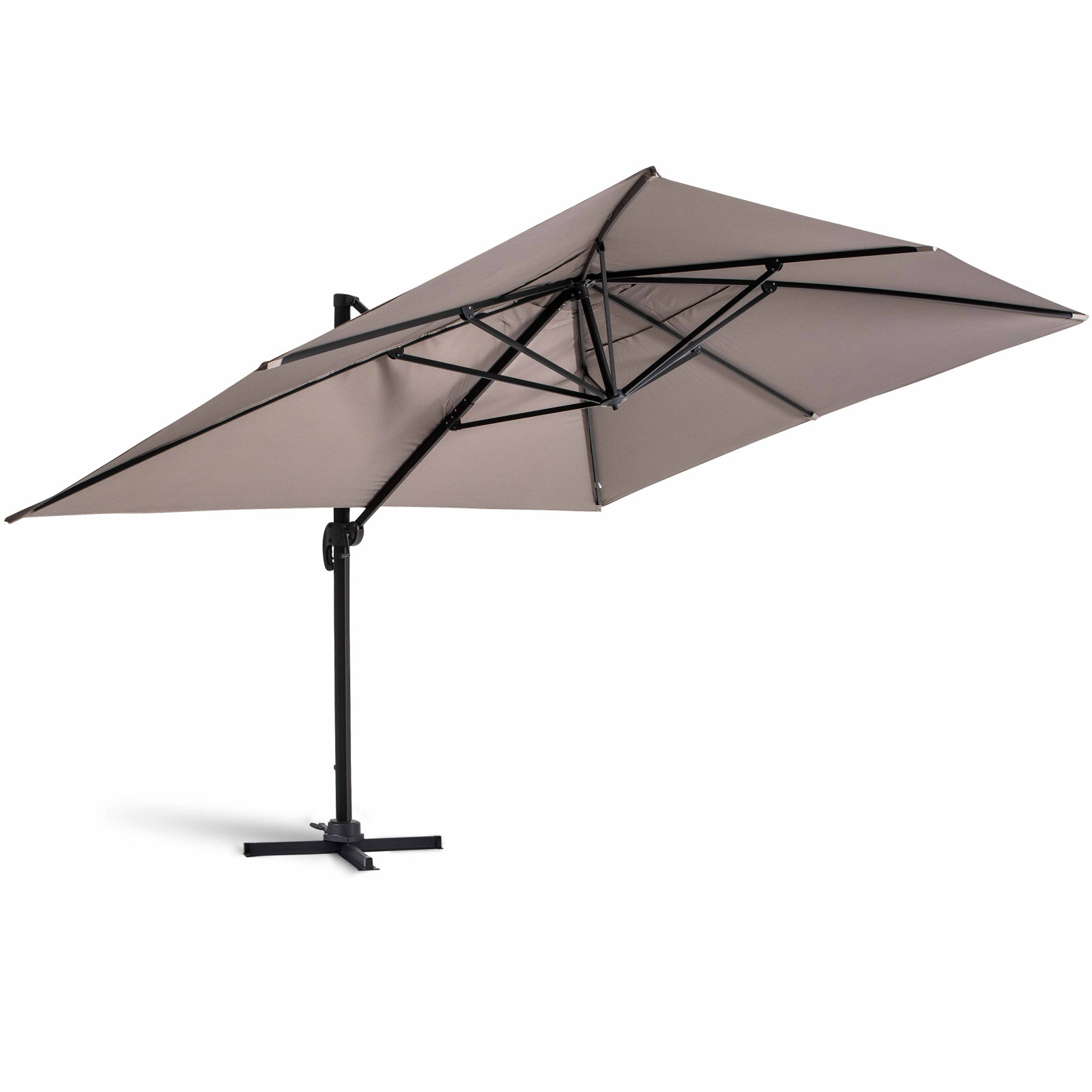 Sombrilla colgante reclinable rectangular 4 x 3 m, mástil rotativo 360°