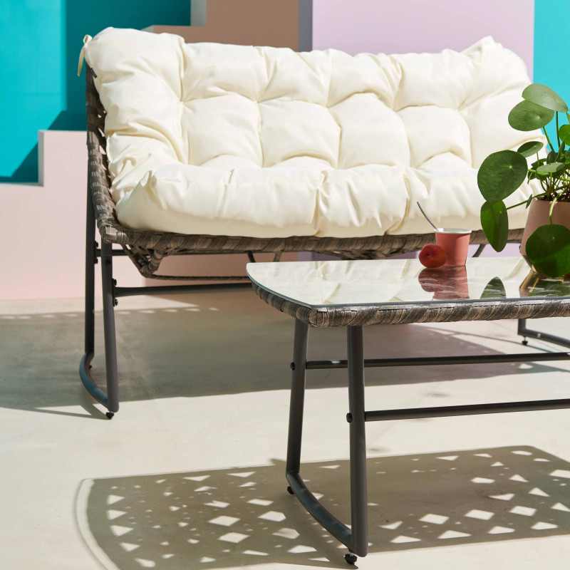 Muebles de jardín de resina y metal con grandes cojines (6/7)