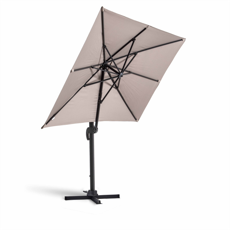 Conjunto de sombrilla colgante rectangular orientable a 360° (2 x 3 m) + 4 losas lastradas