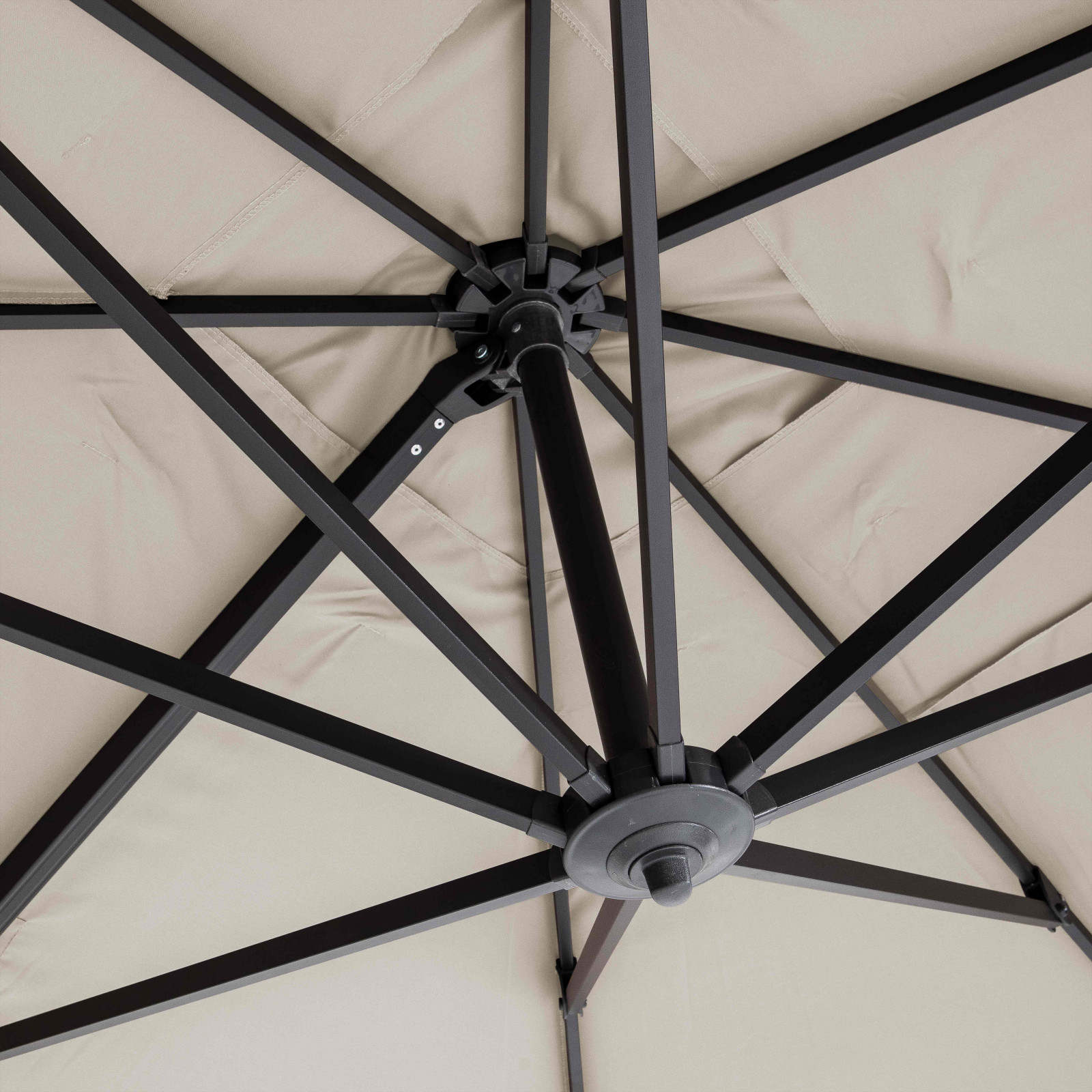 Conjunto de sombrilla colgante rectangular orientable a 360° (2 x 3 m) + 4 losas lastradas