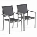 Conjunto de 2 sillas de jardín con reposabrazos de aluminio y textileno