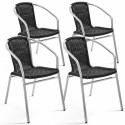 Lote de 4 sillas de jardín de aluminio y resina con reposabrazos