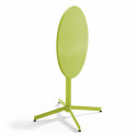 Mesa redonda con tablero plegable ø70 cm y 2 sillas con reposabrazos de metal