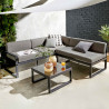 Conjunto de jardín bajo rinconero 5 plazas compuesto de un sofá con respaldo reclinable y de una mesa de centro