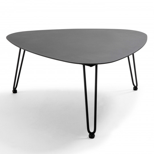 Mesa de centro de metal triangular 76x74 cm | Oviala