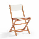 Mesa 70 x 70 cm y 2 sillas plegables en textileno y eucalipto