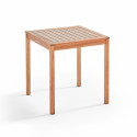 Mesa 70 x 70 cm y 2 sillas plegables en textileno y eucalipto