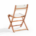 Mesa 70 x 70 cm y 2 sillas plegables en textileno y eucalipto