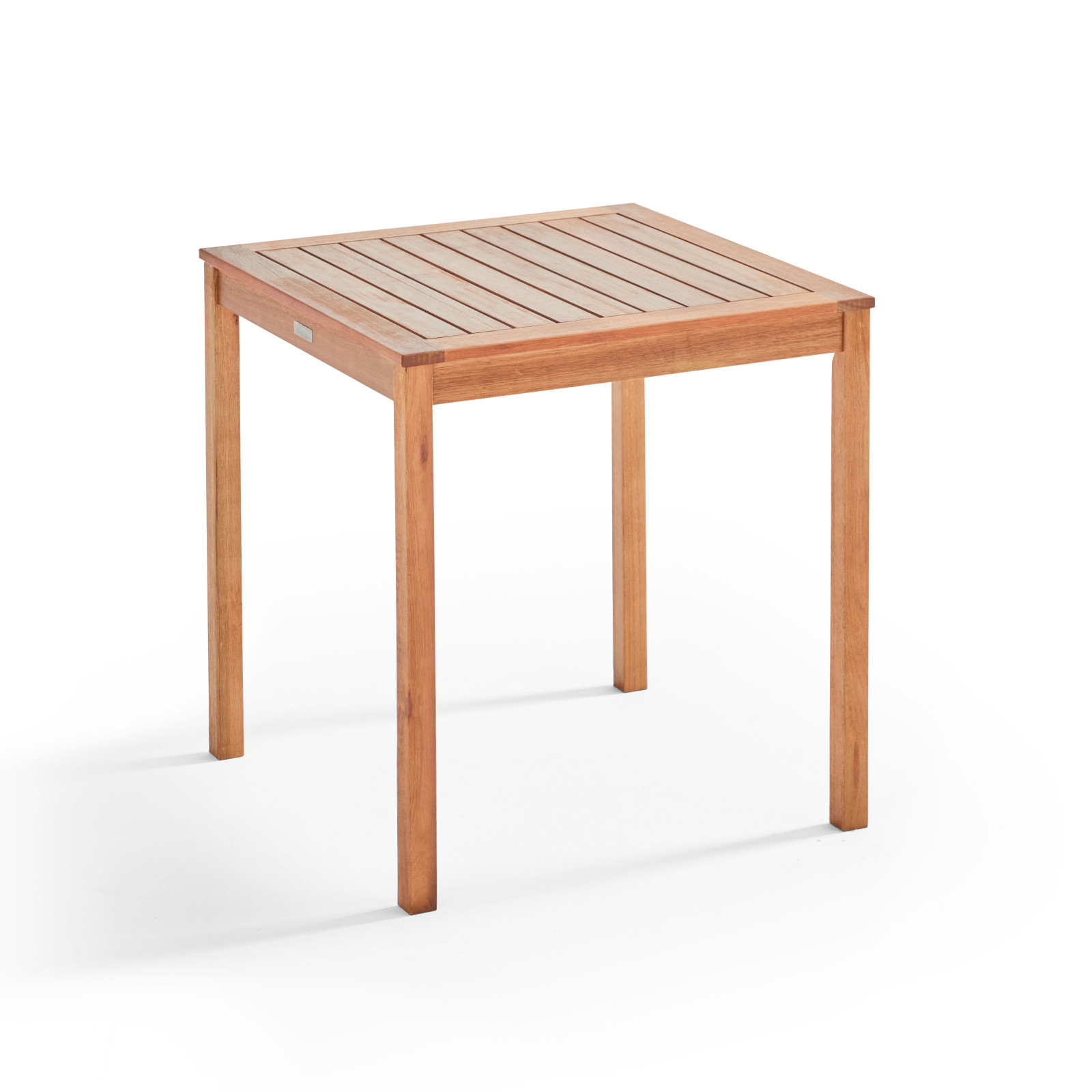Mesa de jardín cuadrada de 70 x 70 cm de madera y 2 sillas con reposabrazos plegables