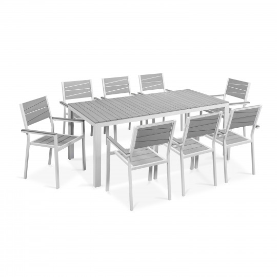 Mesa de jardín de aluminio y polywood y 8 sillas con reposabrazos (1/1)