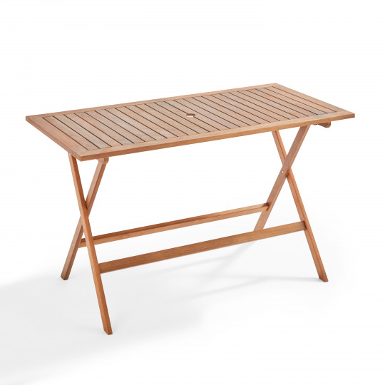 Mesa de jardín rectangular plegable de eucalipto 140 x 70 x 76 cm