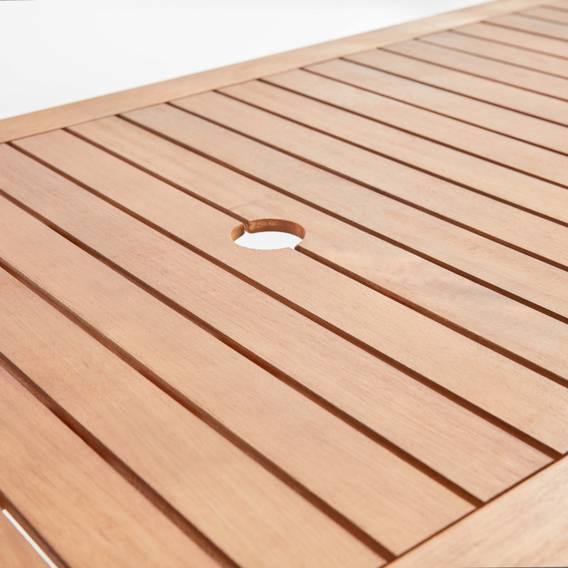 Mesa de jardín rectangular plegable de eucalipto 140 x 70 x 76 cm (4/6)
