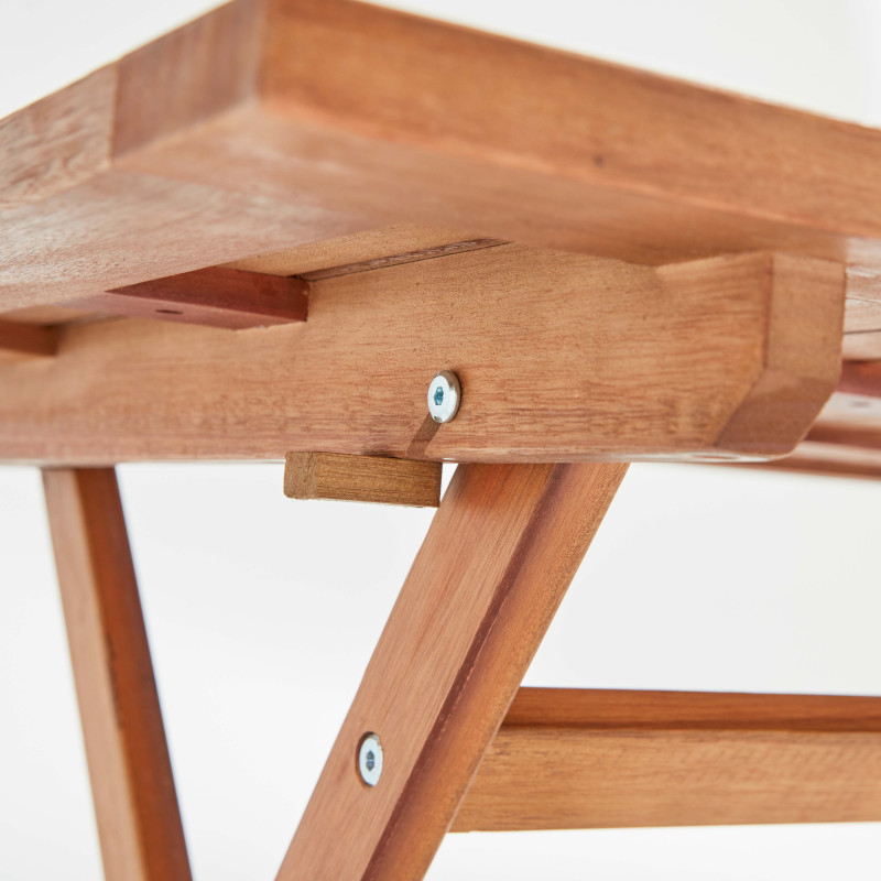 Mesa de jardín rectangular plegable de eucalipto 140 x 70 x 76 cm (3/6)