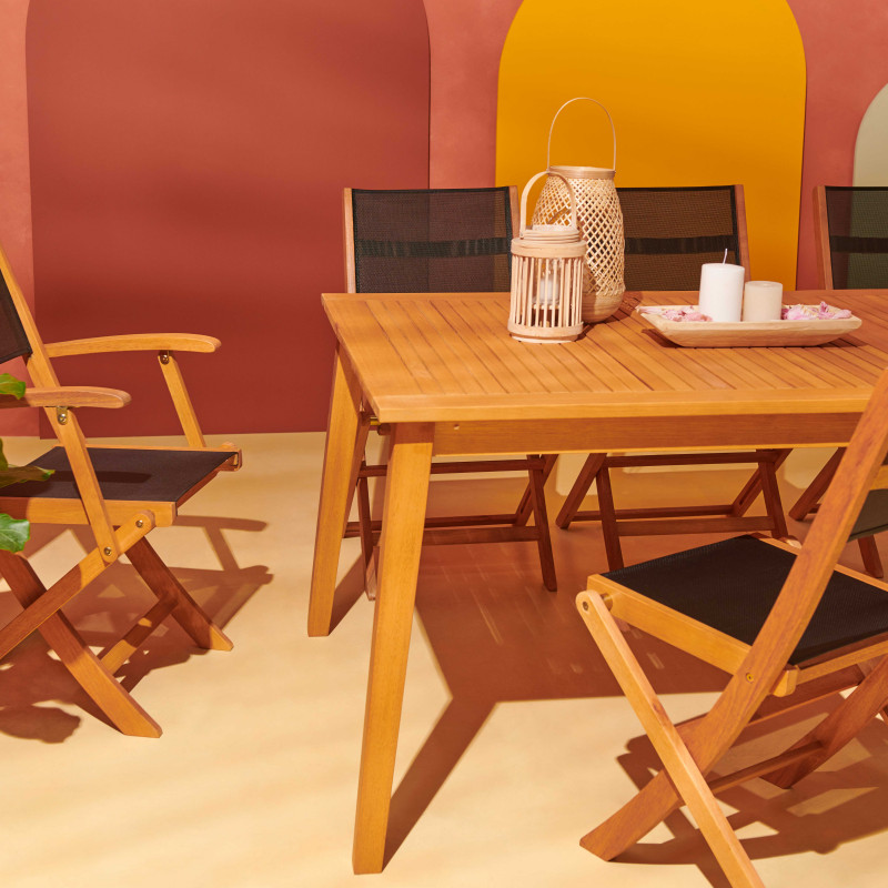 Mesa de jardín rectangular extensible de eucalipto  200/250 x 100 x 75 cm (4/5)