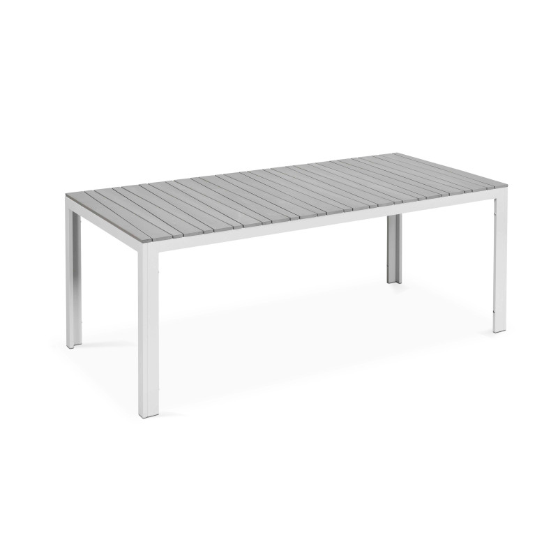 Mesa de jardín rectangular de aluminio y polywood 190 x 90 x 74 cm