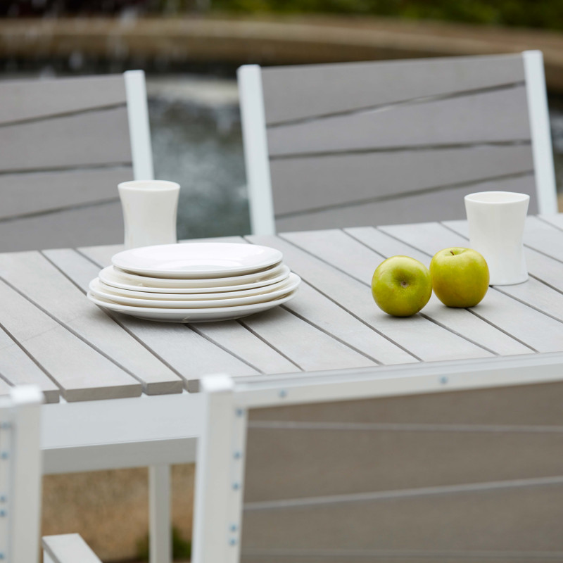 Mesa de jardín rectangular de aluminio y polywood 190 x 90 x 74 cm (4/6)