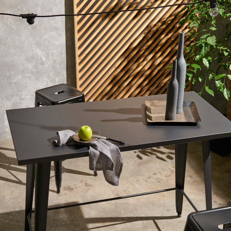 Mesa alta de jardín de metal negro mate 120 x 60 x 101 cm (2/7)