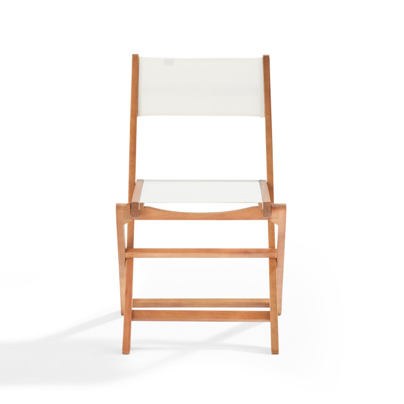 Lote de 2 sillas plegables de eucalipto y textileno