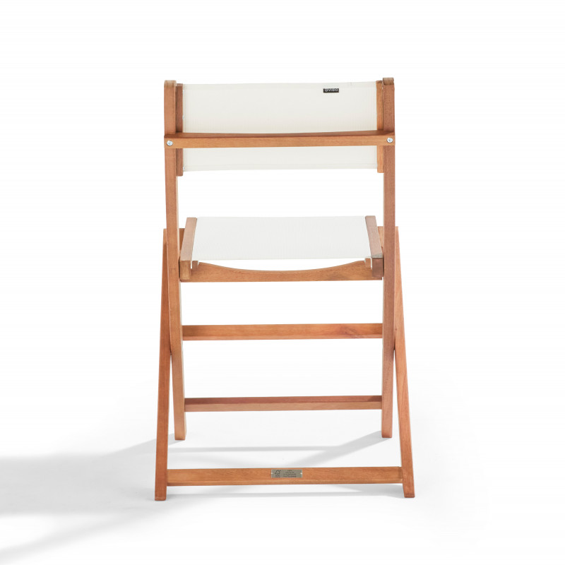 Lote de 2 sillas plegables de eucalipto y textileno