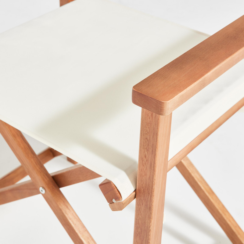 Lote de 2 sillas plegables con reposabrazos de eucalipto y textileno (5/6)